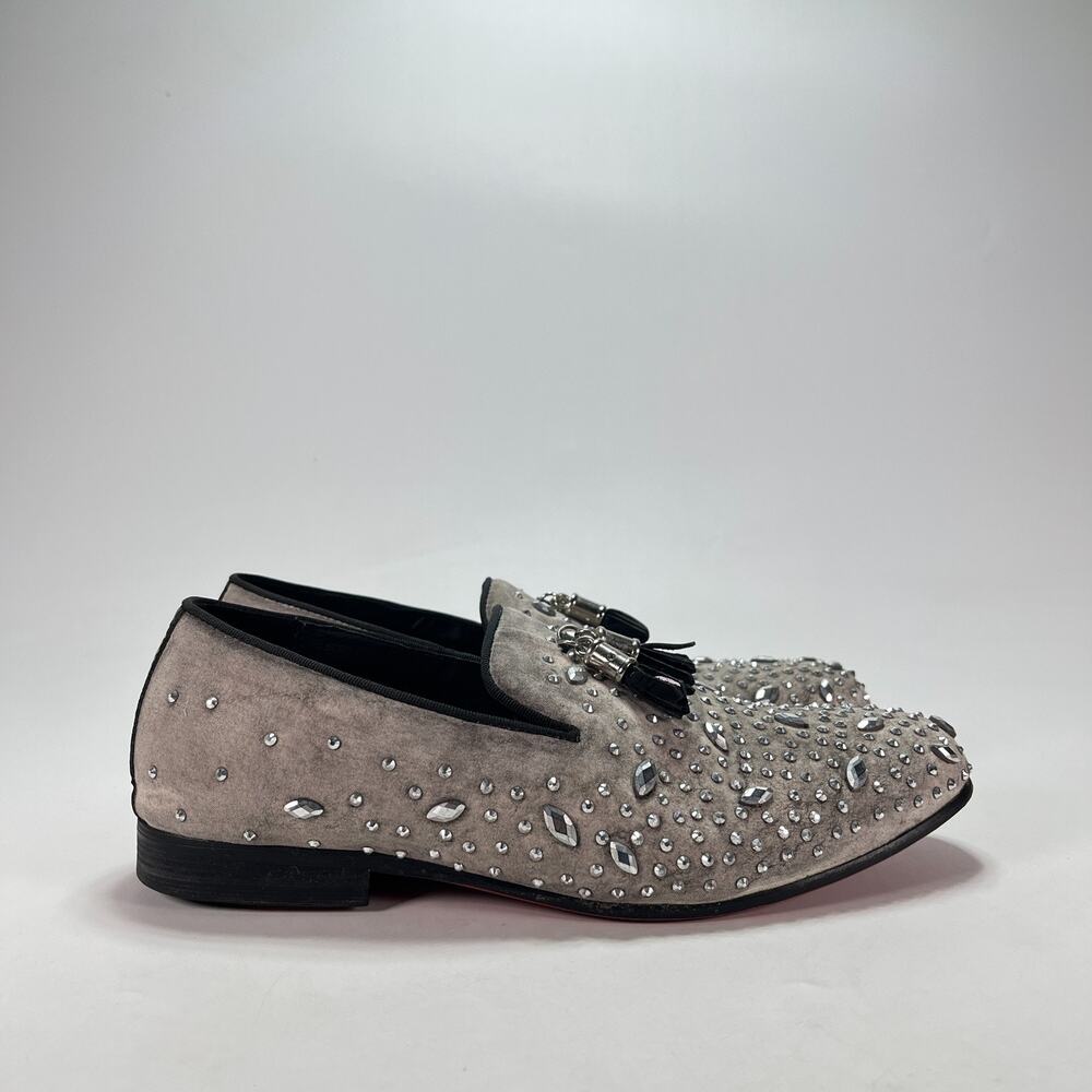 Barabas Tears in Heaven Grey Rhinestone Diamond Tassel Loafers Shoes Mens Size 8